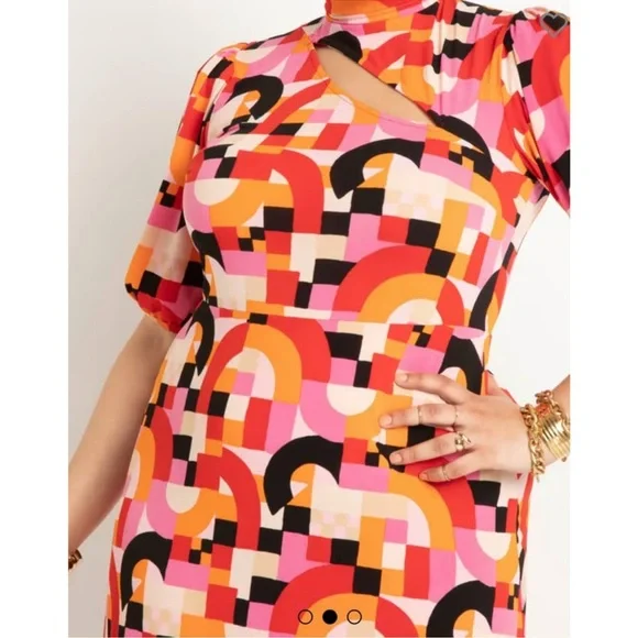 Eloquii Colorful Geometric Midi Dress - Picture 3 of 3